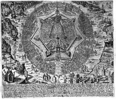 Gravering av "Amphitheatre of Eternal Wisdom". (Amphitheatre of eternal visdom) [Hamburg: s.n. av Unknown artist