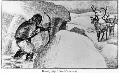 Eskimo jakt vilt med bue - Ervin Astrup, North Blandt Polens Naboer Kistriana av Unknown artist