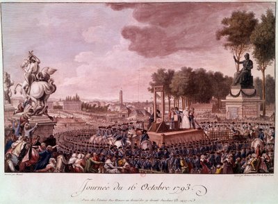 Henrettelse av Marie Antoinette: Dronning Marie Antoinette på stillaset 16. oktober av Unknown artist