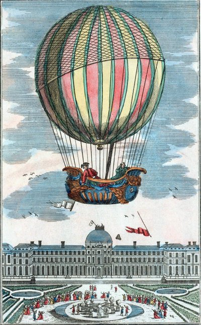 Opplevelse av den aerostatiske kloden til Mr. Charles og Robert i Tuileries Garden 1. desember 1783. av Unknown artist