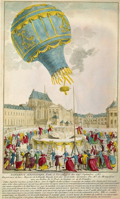 Opplevelse av brødrene Montgolfier den 19/09/1783 i Versailles Paris. B N av Unknown artist
