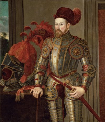 Ferdinand II av Tyrol (av Habsburg), erkehertug av Østerrike - Portrett av Ferdinand II (1529-1595), erkehertug av Østerrike, Anonym . Olje på lerret, ca 1557. Kunsthistorisk museum, Wien av Unknown artist