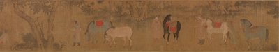 Figurer og hester i landskap av Unknown artist