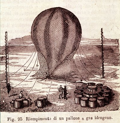 Fylleoperasjon av en hydrogengasskolbe. av Unknown artist