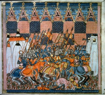 Første korstog: beleiringen og erobringen av Jerusalem ved kryssene ledet av Godefroy de Bouillon (1058-1100) i 1099. Miniatyr fra «Chronicles d