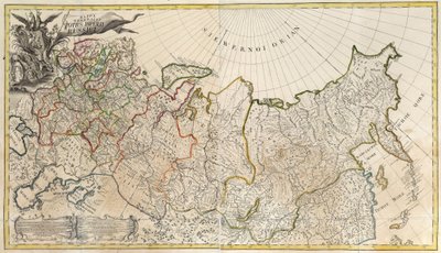 Første generelle kart over det russiske imperiet - Anonym mester - 1745 - Kobberstikk, akvarell - Vitenskapsakademiet, St. Petersburg av Unknown artist