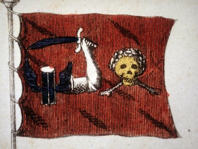 Flagget til de barbariske piratene, gravering sent på 1700-tallet. av Unknown artist