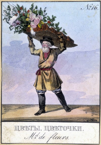 Blomsterhandler i Russland på 1800-tallet. av Unknown artist