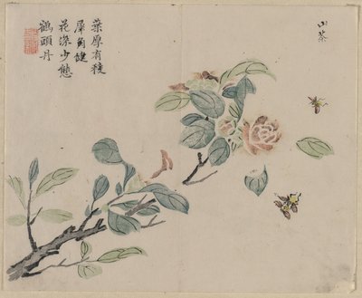 Blomstrende gren med bier av Unknown artist
