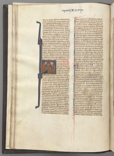 Fol. 20v, Exodus, historieskrevet initial H, Moses og to etterfølgere med lovens tavler av Unknown artist