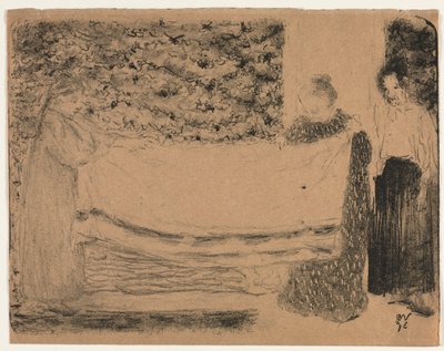 Folding av sengetøyet av Unknown artist