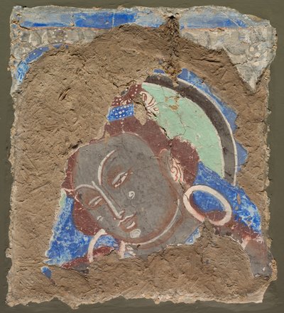 Fragment med et hode av Bodhisattva av Unknown artist