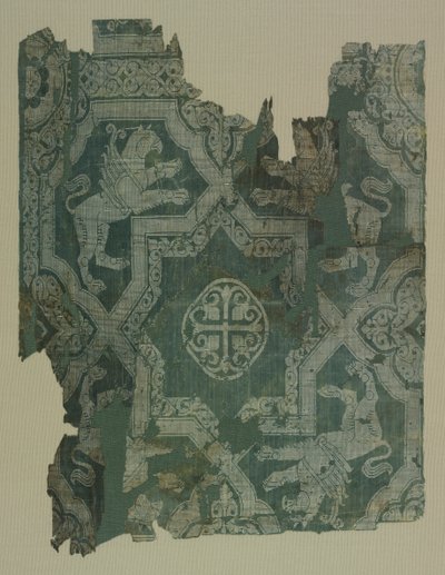 Fragment med stjernemønster og griffins av Unknown artist