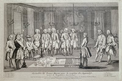 Frimureriet. Frimurerforsamling for «opptak av lærlinger». av Unknown artist