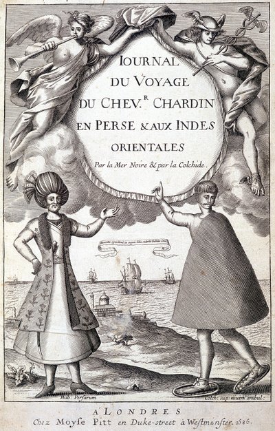 Frontispice av "" Dagbok om reisen til ridder Chardin, Persia og Øst-India, ved Svartehavet og kolkiden""" av Unknown artist