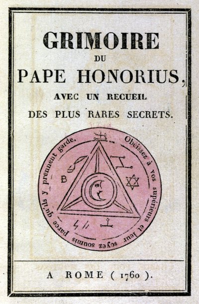 Frontispice til pave Honorius grimoire pleide å tilkalle demoner. av Unknown artist
