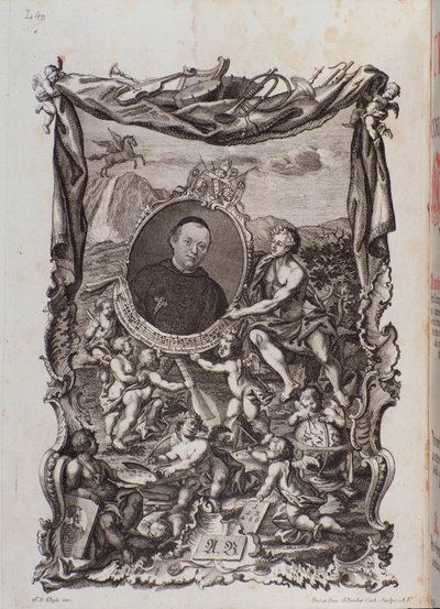 Frontispice med portrett av Tractatus musicus-verk av Meinrad Spiess av Unknown artist