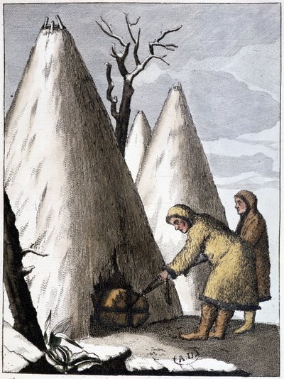 Begravelse for samoydene i Asia (Mongolia), deb. 1800-tallet av Unknown artist