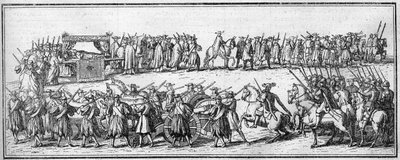 Begravelse av en pave på 1700-tallet: begravelseskonvoien. av Unknown artist