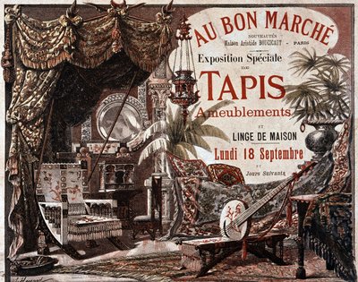 Møbler og møbeltepper - annonse for butikken "" Le bon marche"", slutten av 1800-tallet. av Unknown artist