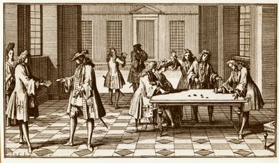 Spillrom på 1700-tallet - Gravering av Sebastien Le Clerc i "Essay d