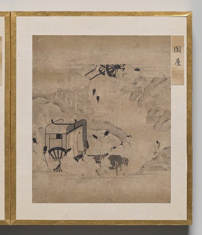 Gatehouse fra Album of Illustrations for Tale of Genji av Unknown artist