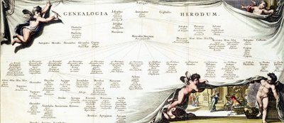 Genealogi av Herodes den store (73 f.Kr.-4 f.Kr.), konge av Judea - i "Palestina" av Hadrian Relandi av Unknown artist