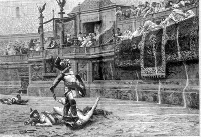 Gladiatorkamp i romertiden etter maleriet av J L Gerome av Unknown artist