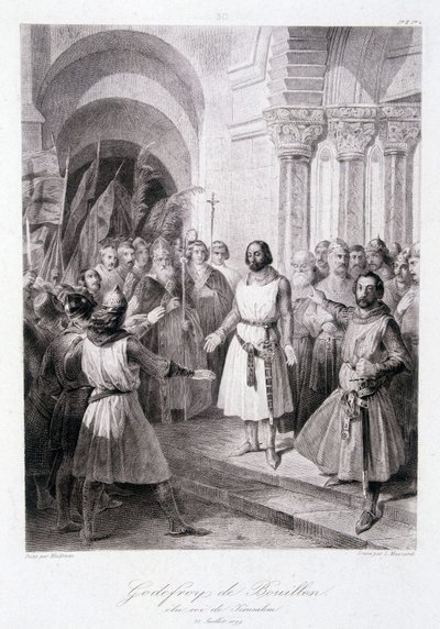 Godefroi av Bouillon ble valgt til konge av Jerusalem 23. juli av Unknown artist