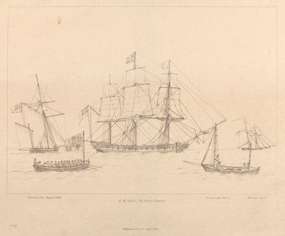 HM Yacht The Prince Regent og skipets båt av Unknown artist