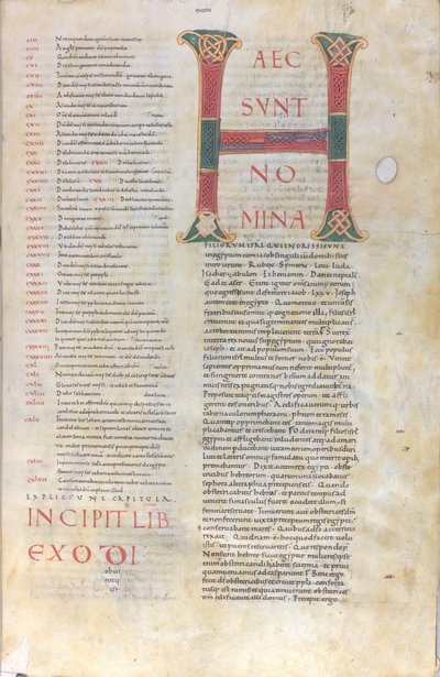 Haec sunt nomina: Initial av Exodus-boken, 1000-tallet (miniatyr, pergamentmanuskript) av Unknown artist