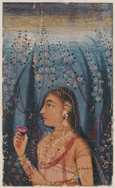 Hodet til en ung kvinne, blant blomstrende stengler av Unknown artist