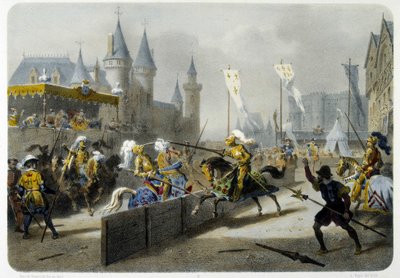 Henri II (1519 - 1559) døde i turneringen 27. juni 1559 - litografi av Unknown artist