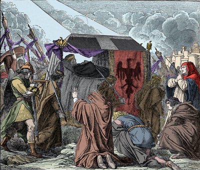 Henry VII Mourned by His People - Begravelsen til Henrik VII av Luxembourg (ca. 1275-1313), romernes keiser - av Unknown artist