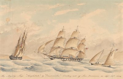 Hennes Majestets skip «Amphitrite» og «Trincomalee» seilte ut fra San Francisco 23. september 1854 av Unknown artist
