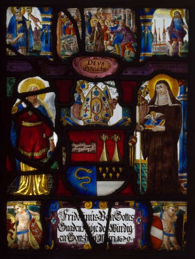 Heraldisk panel med våpenskjoldet til Fridoinus Summerer, abbed av Muri, Sveits av Unknown artist
