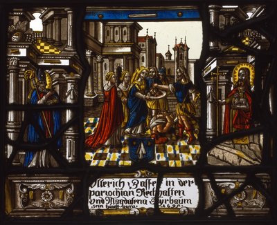 Heraldisk panel med halshuggingen av døperen Johannes av Unknown artist