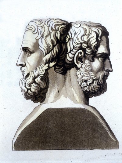Herodot (484 f.Kr. - 425 f.Kr.), gresk historiker og Thucicid (ca. 465 e.Kr. 395 f.Kr.), gresk historiker. av Unknown artist