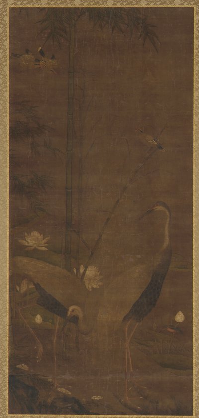 Hegre, Lotus og bambus av Unknown artist