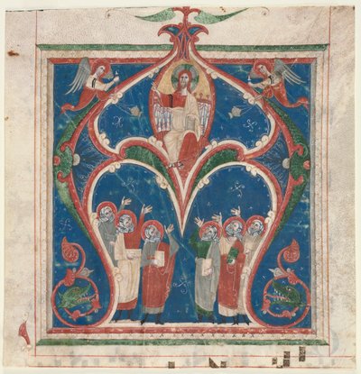 Historikert initial (A) Utskåret fra et antifonarium: Kristus i majestet med profeter av Unknown artist