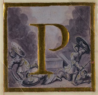 Historisert initial quot;Pquot; med oppstandelse fra en korbok av Unknown artist