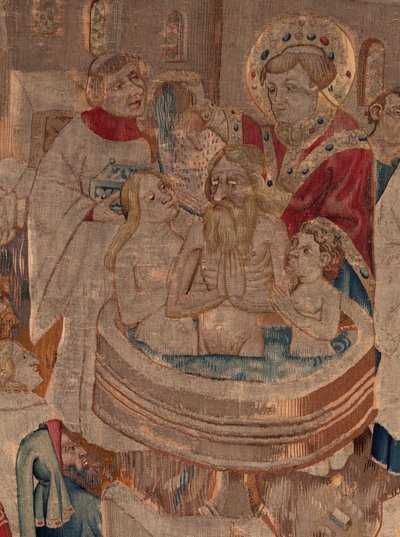 Historien om Saint Piat og Saint Eleuthère, Scene 6 Detalj midt. Dåpsscene. av Unknown artist