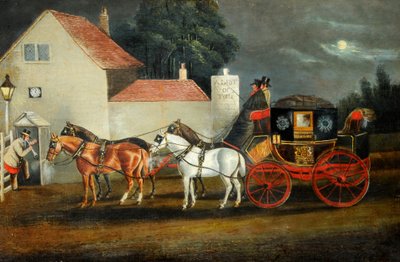 Hull og London Royal Mail Coach, ca. 1860 (olje på lerret) av Unknown artist
