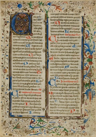 Opplyst initial «A» fra et salmebok eller breviar av Unknown artist