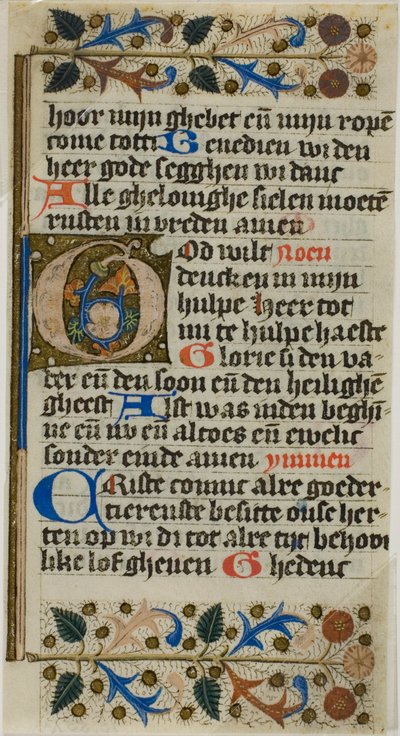 Opplyst initial «G» fra en bønnebok av Unknown artist