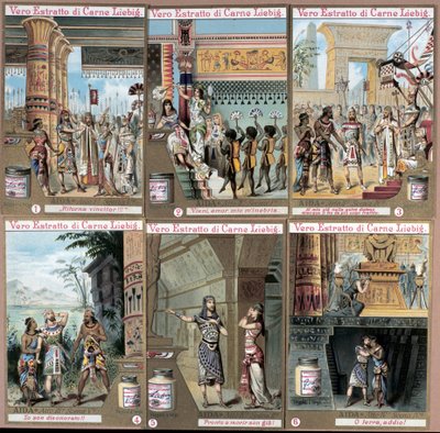 Illustrasjon til operaen "" Aida" av den italienske komponisten Giuseppe Verdi (1813-1901). kromolitografi fra slutten av 1800-tallet. av Unknown artist