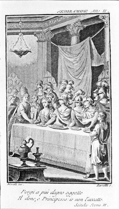 Illustrasjon av Sémiramis, verk av Antonio Salieri (1750 - 1825). Hefte av Pierre Metastase (eller Pietro Metastasio). Akt II, sc. II. av Unknown artist