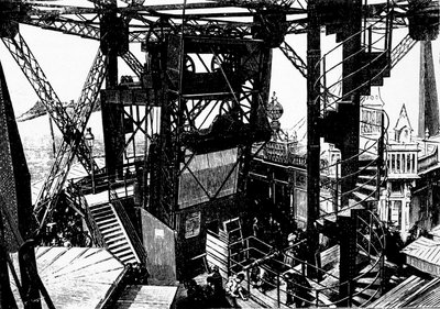 Illustrasjon om byggingen av Eiffeltårnet. av Unknown artist