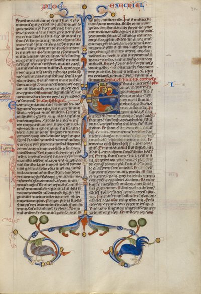 Initial E: Esekiel drømmer om de fire evangelistsymbolene av Unknown artist