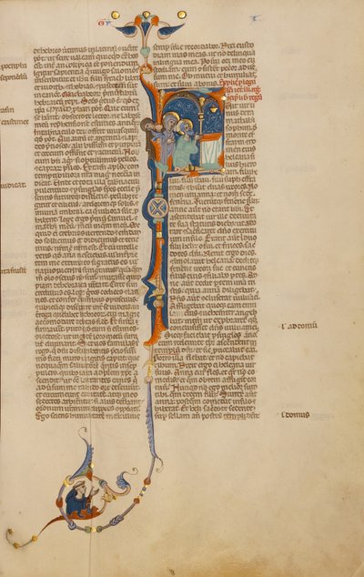 Initial F: Elkana med Hanna og Peninna i tempelet av Unknown artist